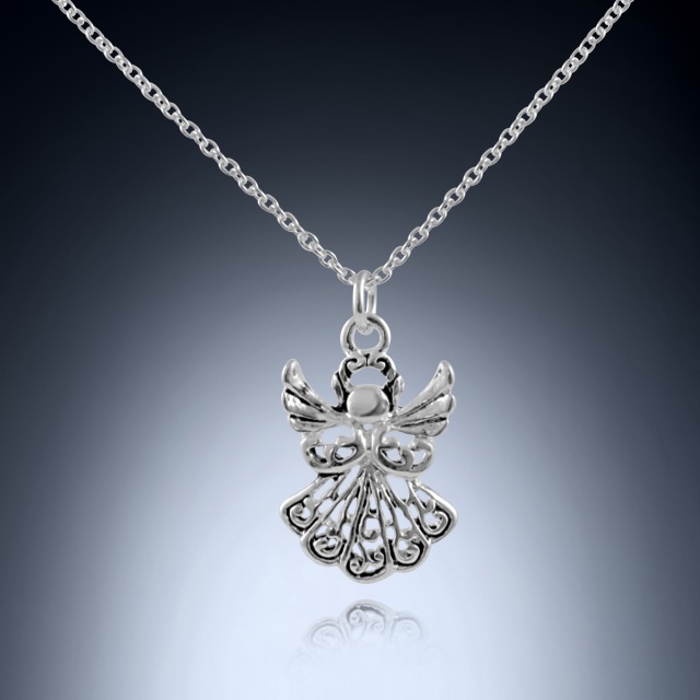 Sterling Silver Guardian Angel Necklace